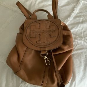 Tory Burch All T drawstring backpack tobacco brown